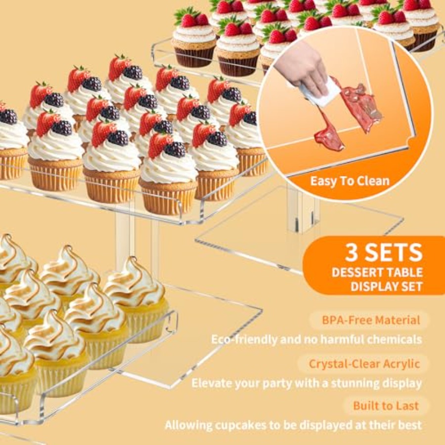 3 Tiered Serving Tray Set for  - Display Risers Set のレビューと価格