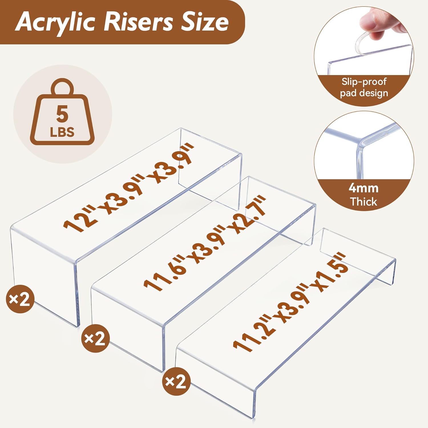 Acrylic Display Risers, 2 Set  - Display Risers Set のレビューと価格
