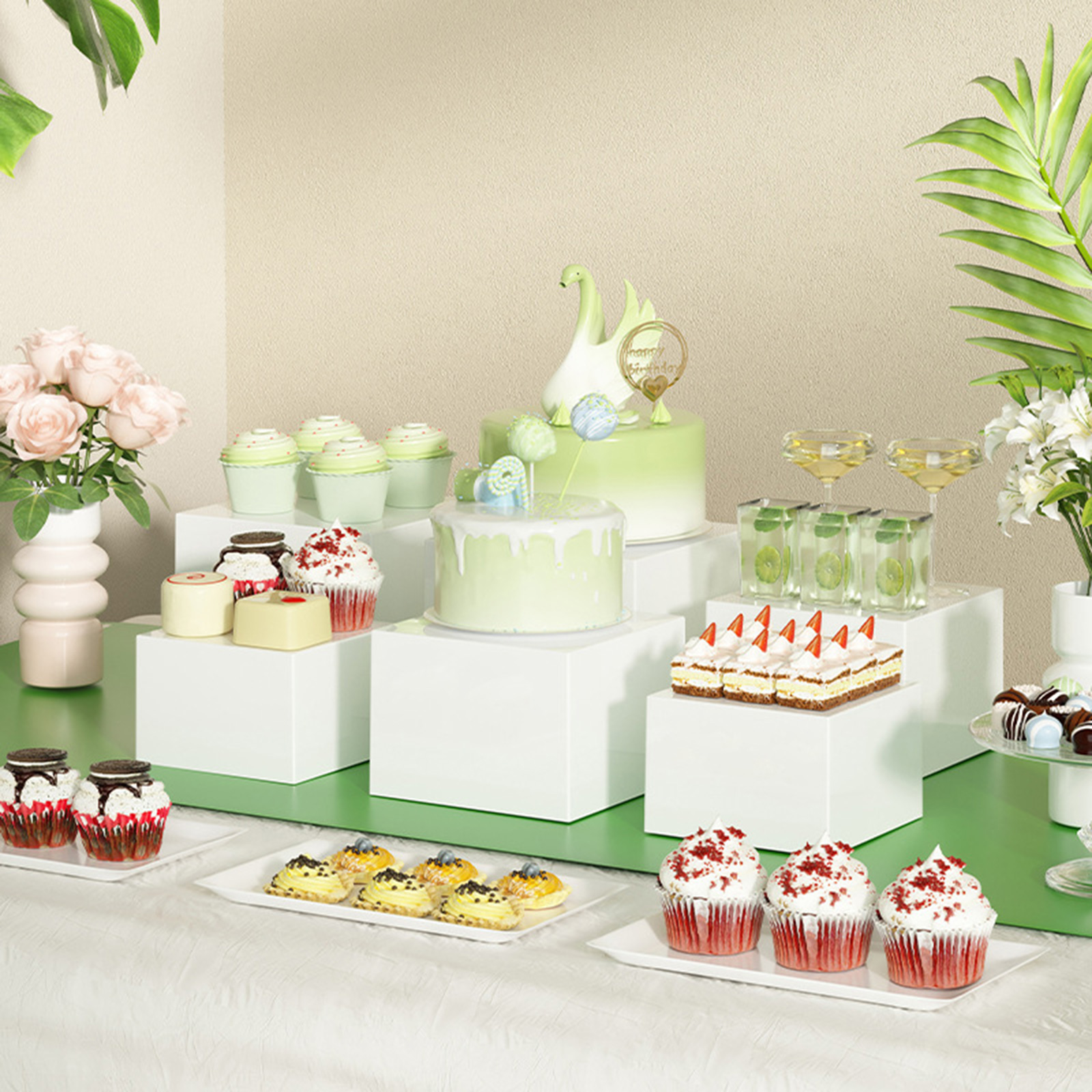 6x Acrylic Buffet Riser Desser - Display Risers Set のレビューと価格