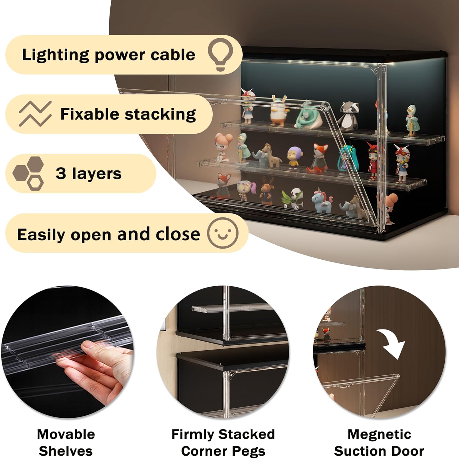 3-Tier Stackable LED Display C - Display Case Acrylic のレビューと価格